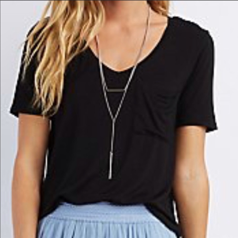 ♦️LAST ONE SALE♦️Black V neck boyfriend Tee - Picture 3 of 6